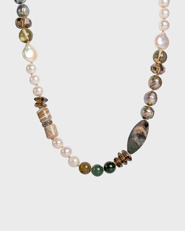 Champagne Pearls with Quartz and Agate Necklace